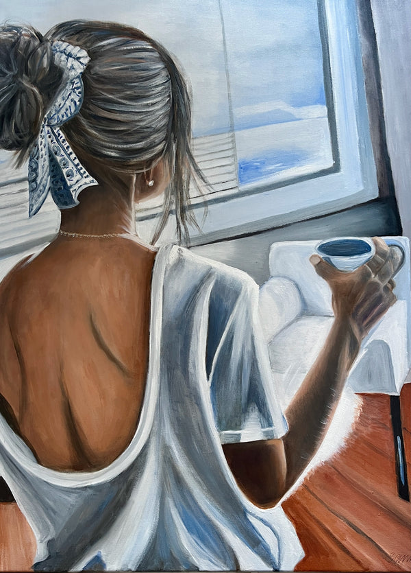 Afternoon coffee - Original Oil On Canvas (60x80)