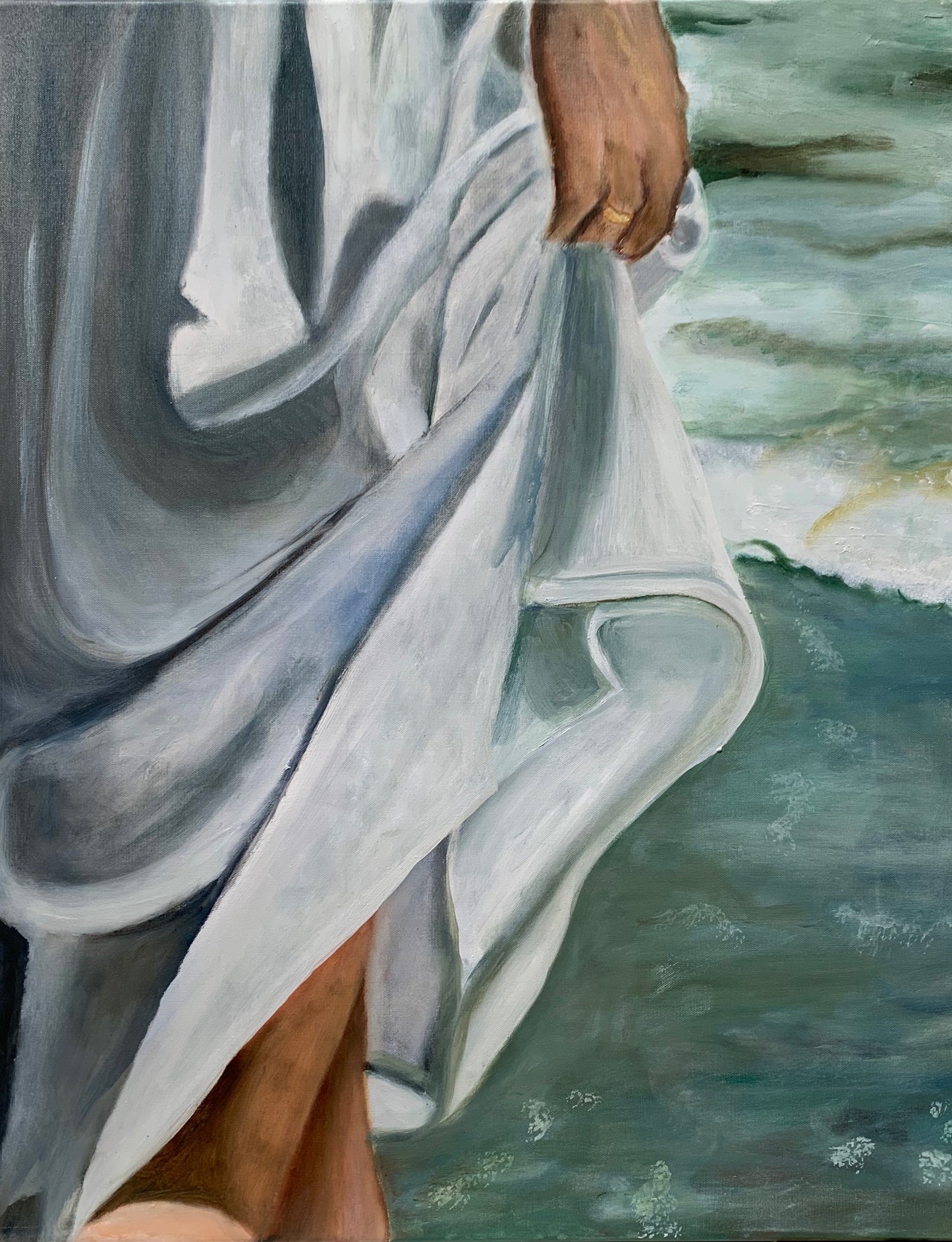 Girl on beach II - Original Oil On Canvas (40x50)