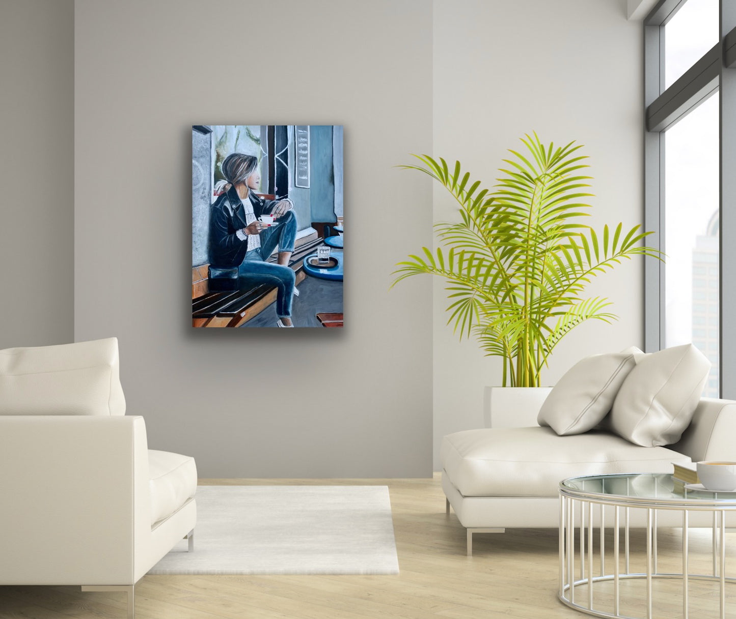 Afternoon coffee - Original Oil On Canvas (60x80)