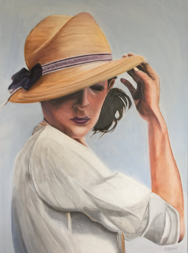 My new summer hat - Original Oil On Canvas (60x80)