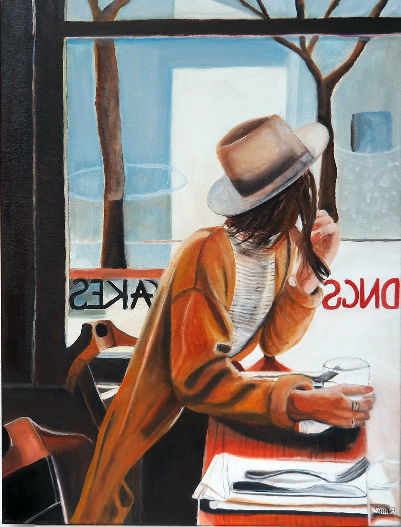 Cafe life V - Original Oil On Canvas (60x80)