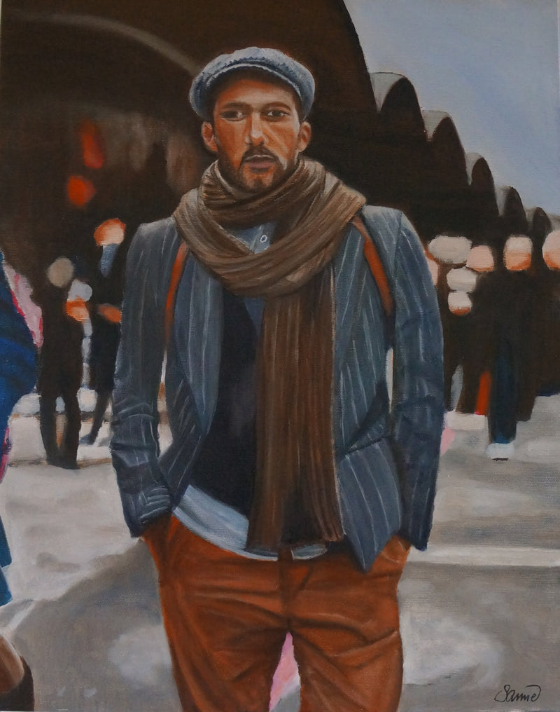 Waiting for a taxi - Original Oil On Canvas (40x50)