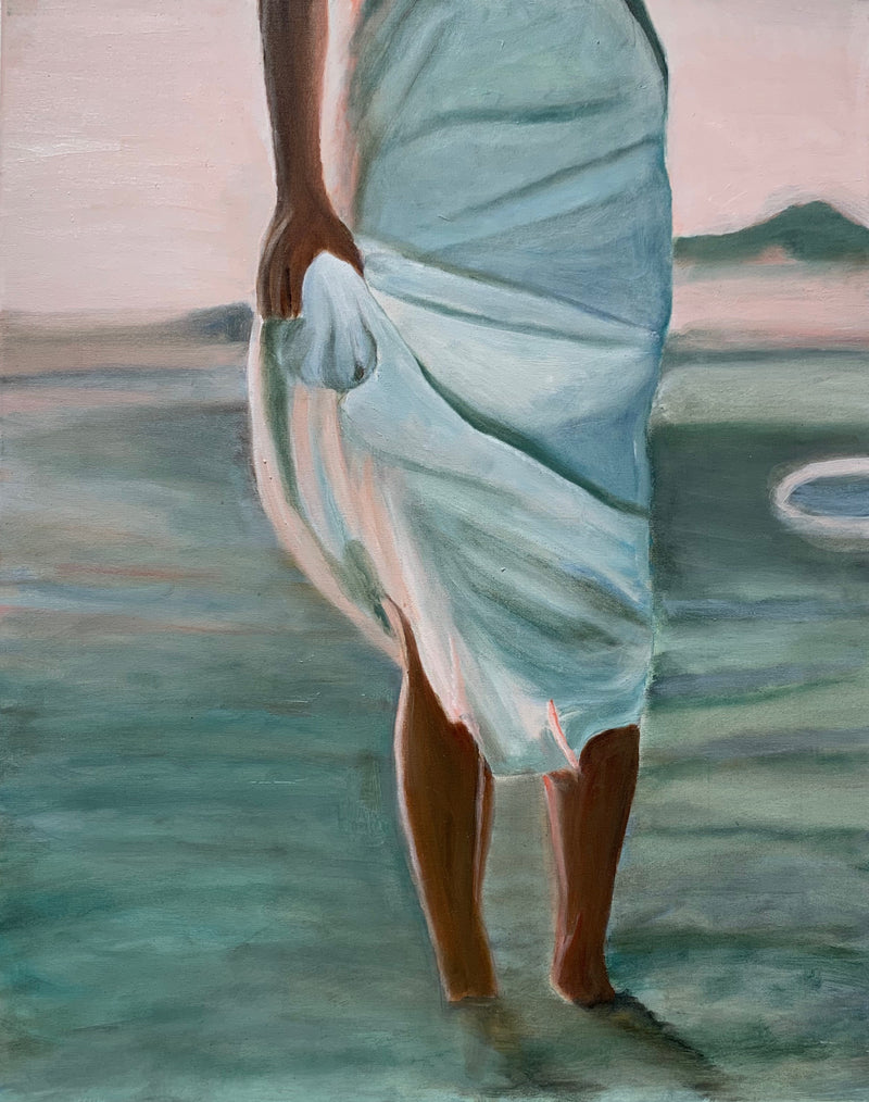 Girl on beach III - Original Oil On Canvas (40x50)