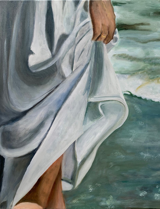 Girl on beach II - Original Oil On Canvas (40x50)