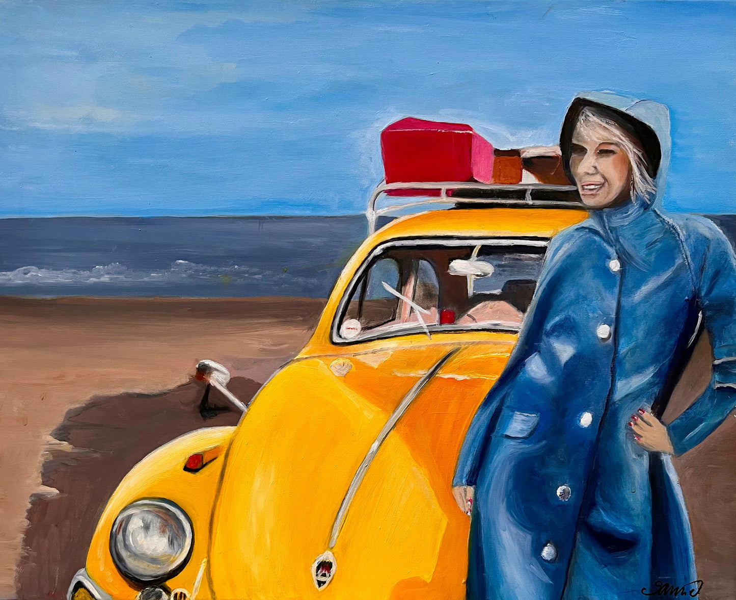 Me and my car- Original Oil On Canvas (50x40)