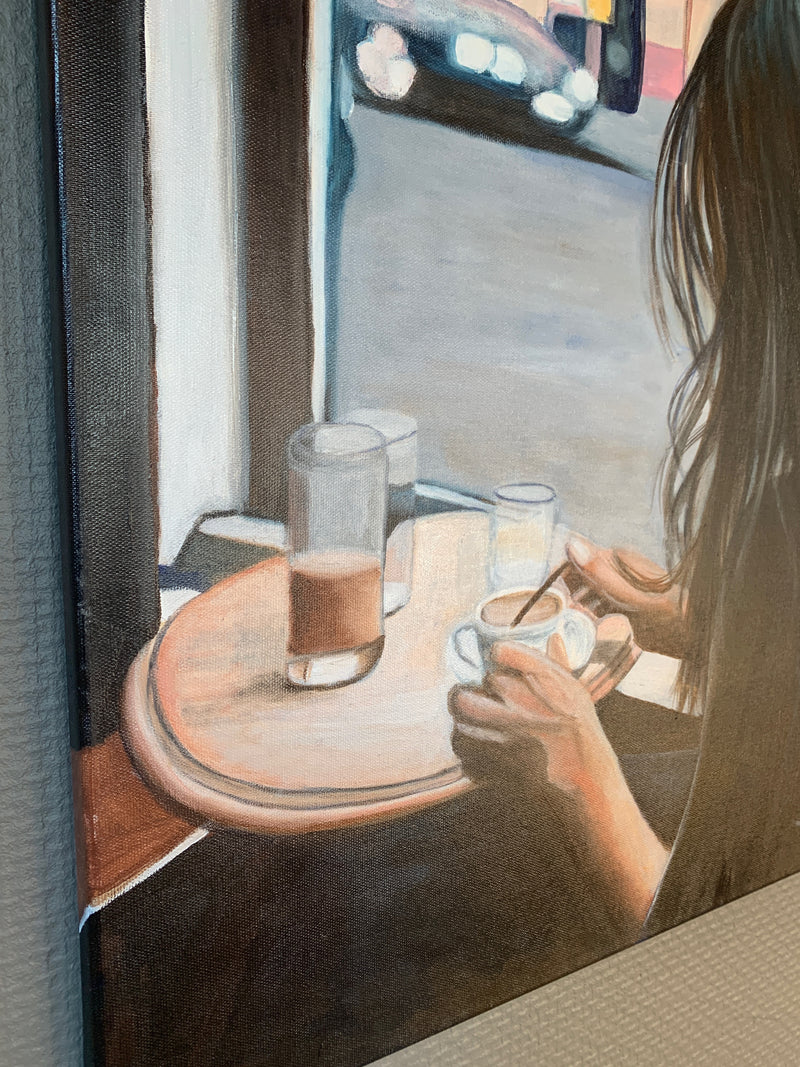Cafe life X - Original Oil On Canvas (60x60)