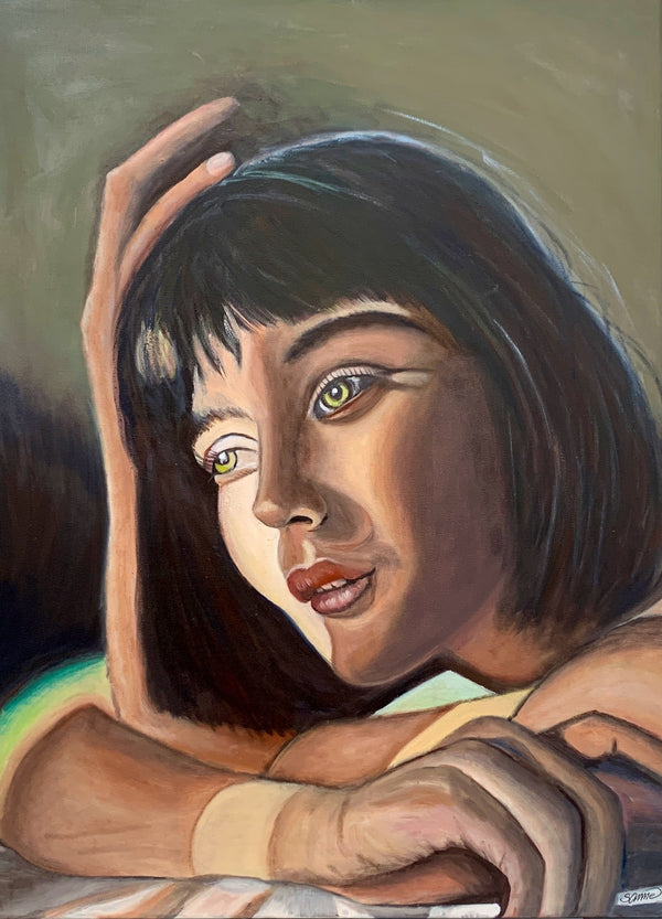 The girl with shadow - Original Oil On Canvas (60x80)