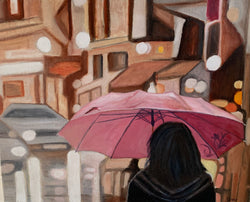 The city in the rain - Original Oil On Canvas (50x40)