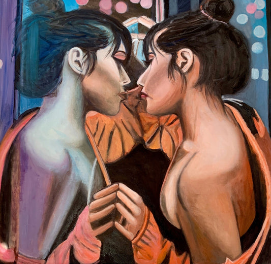 Night in town II - Original Oil On Canvas (80x80)