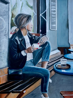 Afternoon coffee - Original Oil On Canvas (60x80)
