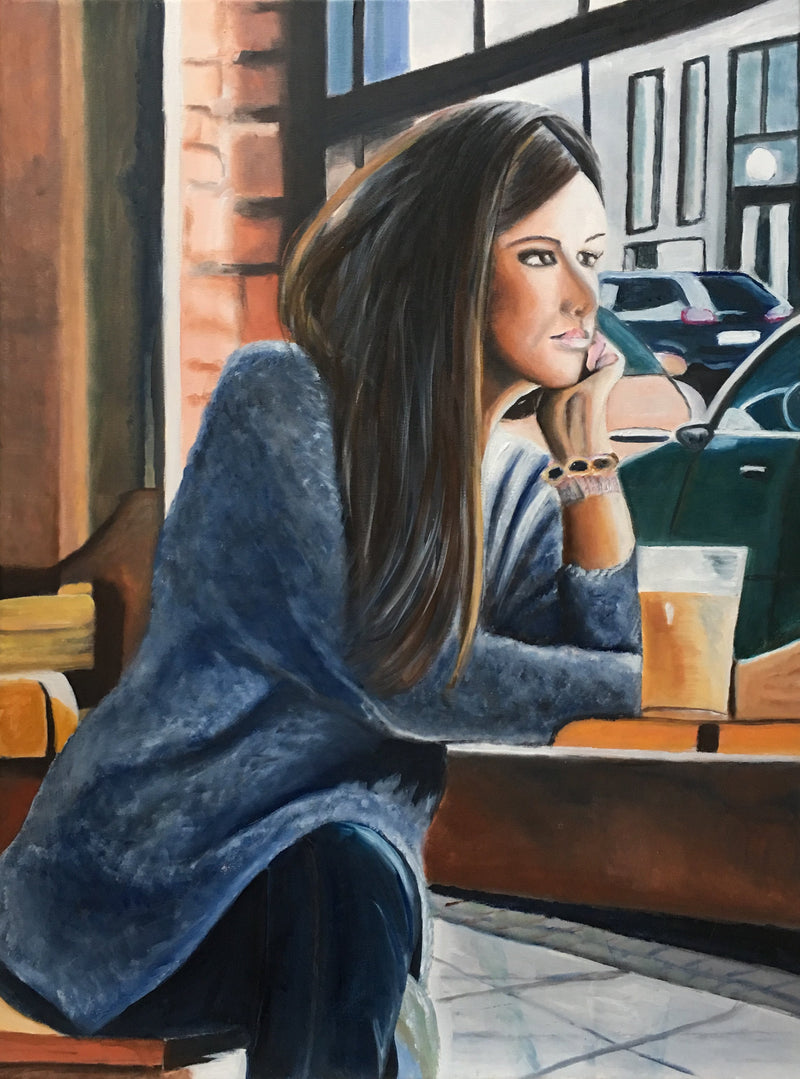 Coffee in town - Original Oil On Canvas (60x80)